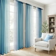 thumbnail image 5 of Topfinel Teal Faux Linen Ombre Sheer Curtains,Semi Voile Gradient Rod Pocket Curtains for Bedroom and Living Room, Set of 2 Window Curtain Panels, 54 x 63 Inch Long, 5 of 12