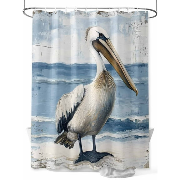 Pelican Ocean Shower Curtain, Modern Bird Waterproof Shower Curtain Set with 12 Hooks Lightweight Washable Fabric Shower Curtains for Bathroom 72x84 Inches