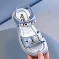 thumbnail image 6 of Floleo Girls Shell & Flower Accent Pearl Sandals, Adjustable Ankle Strap Footwear, Three Tone Non-Slip Rubber Sole Kids Summer Beach & Casual Dress Shoes(Silver,4.5-5 Years), 6 of 9