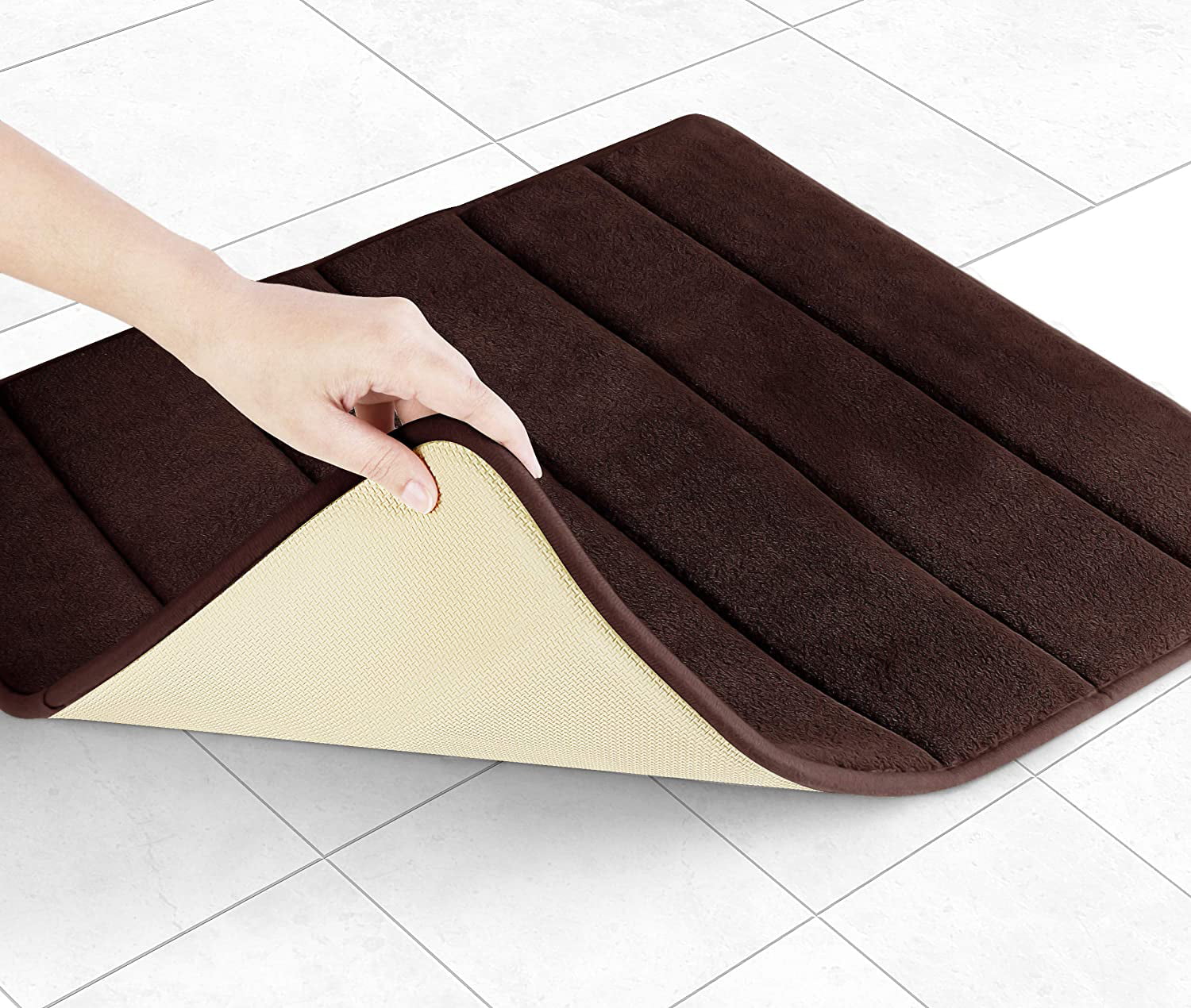 tapis de bain antidérapant en galets tapis de sol super absorbant beiges,40×60cm Tapis de bain de salle de bain en relief pavé tapis de bain en mousse à mémoire de forme pour salle de bain 