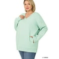 thumbnail image 3 of Zenana Women & Plus Basic Relaxed Long Sleeve V-Neck Sweatshirts w/Side Pockets, 3 of 3