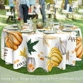 thumbnail image 6 of Hello Fall Thanksgiving Round Tablecloth 60 inch,Pumpkins Flowers Circle Table Cloth Polyester Waterproof Stain Wrinkle Free Table Cover for Home Kitchen Dining Party Pinic Patio Outdoor Decor, 6 of 6