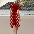thumbnail image 3 of Polka Dot Dresses for Women 2025 Summer Short Sleeve Midi Dress Casual Loose A Line Beach Vacation Sun Dresses, 3 of 5
