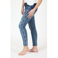 thumbnail image 2 of Grace in LA Women's Blue Floral Embroidered Junior Skinny Fit Stretch Jeans (29), 2 of 4