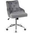 thumbnail image 1 of Costway Silla tapizada con tachas y ruedas para casa y oficina, sillón de terciopelo con nudos giratorio a 360°, silla regulable para salón dormitorio estudio, 1 of 5