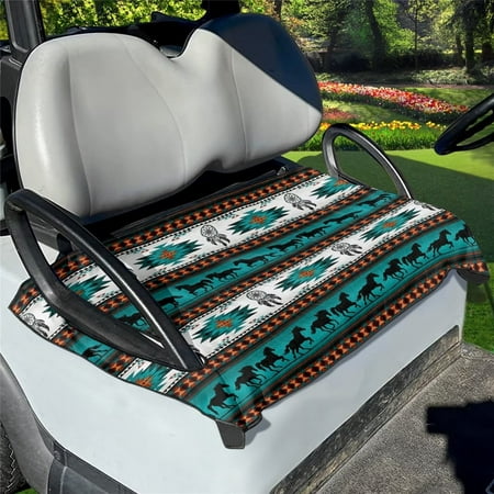 Binienty Western Horse Golf Cart Seat Covers Club Cotton Tribal Aztec Durable Accessories Golf Cart Seat Towel Blanket,Portable Golf Car Cushion Mat Suitable Universal Fit for All Seasons