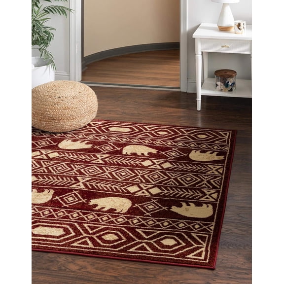 Pioneer Collection Rug 8 Ft Square Red Medium-Pile Rug Perfect For Living Rooms, Kitchens, Entryways