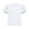 thumbnail image 6 of Girls Cute Puff Short Sleeve Shirts Kids Summer Casual Crewneck Solid Color Blouse Tops 2026 Fashion Tunic Tees 5-15Y, 6 of 6