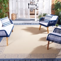 Safavieh Courtyard Donna Botanical Indoor/Outdoor Area Rug, Natural/Blue, 8' x 11'