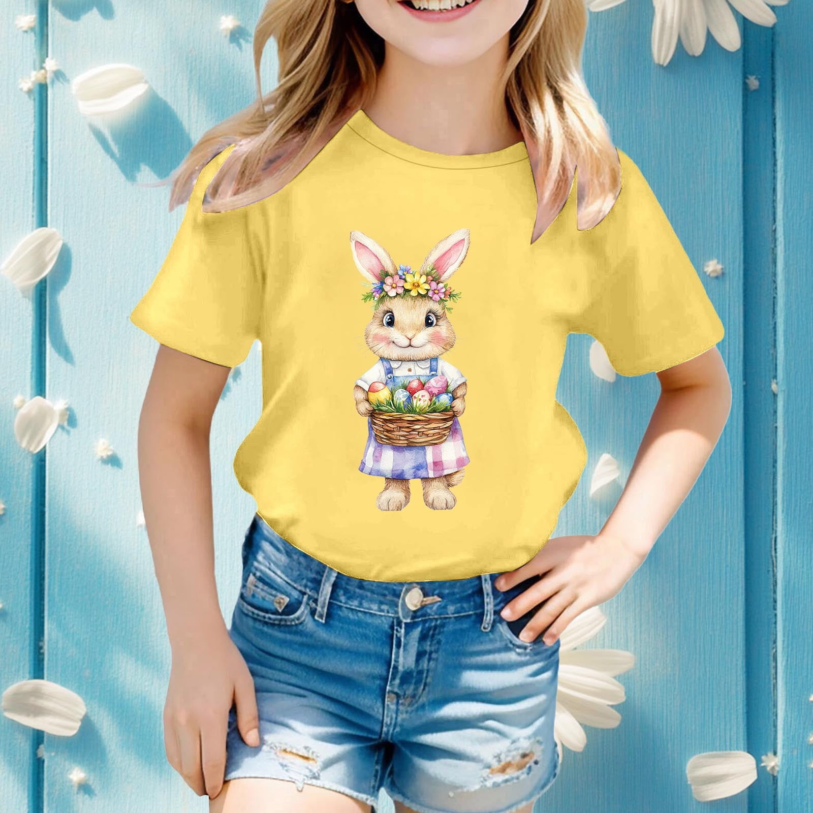 WEAIXIMIUNG Easter Girls Short Sleeve Printed T Shirt Top Casual