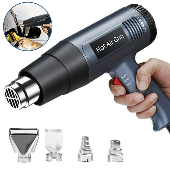 2000W Heat Gun,Hot Air Gun Kit,Temperature Settings with 4 Nozzles for Crafts,Shrink Wrapping/Tubing,Paint Removing