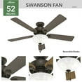 thumbnail image 3 of Hunter - Swanson Indoor Ceiling Fan With Light, 52-inch, New Bronze, Traditional-style, 3-speed WhisperWind Motor, 50901, for living rooms, bedrooms, home offices, kitchens, 3 of 14