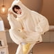 thumbnail image 3 of Conjunto de pijama de franela gruesa y cálida para mujer, ropa de estar por casa informal con capucha, de terciopelo, color Beige y negro, para invierno, novedad de 2023 pijama mujer conjuntos de pija, 3 of 4
