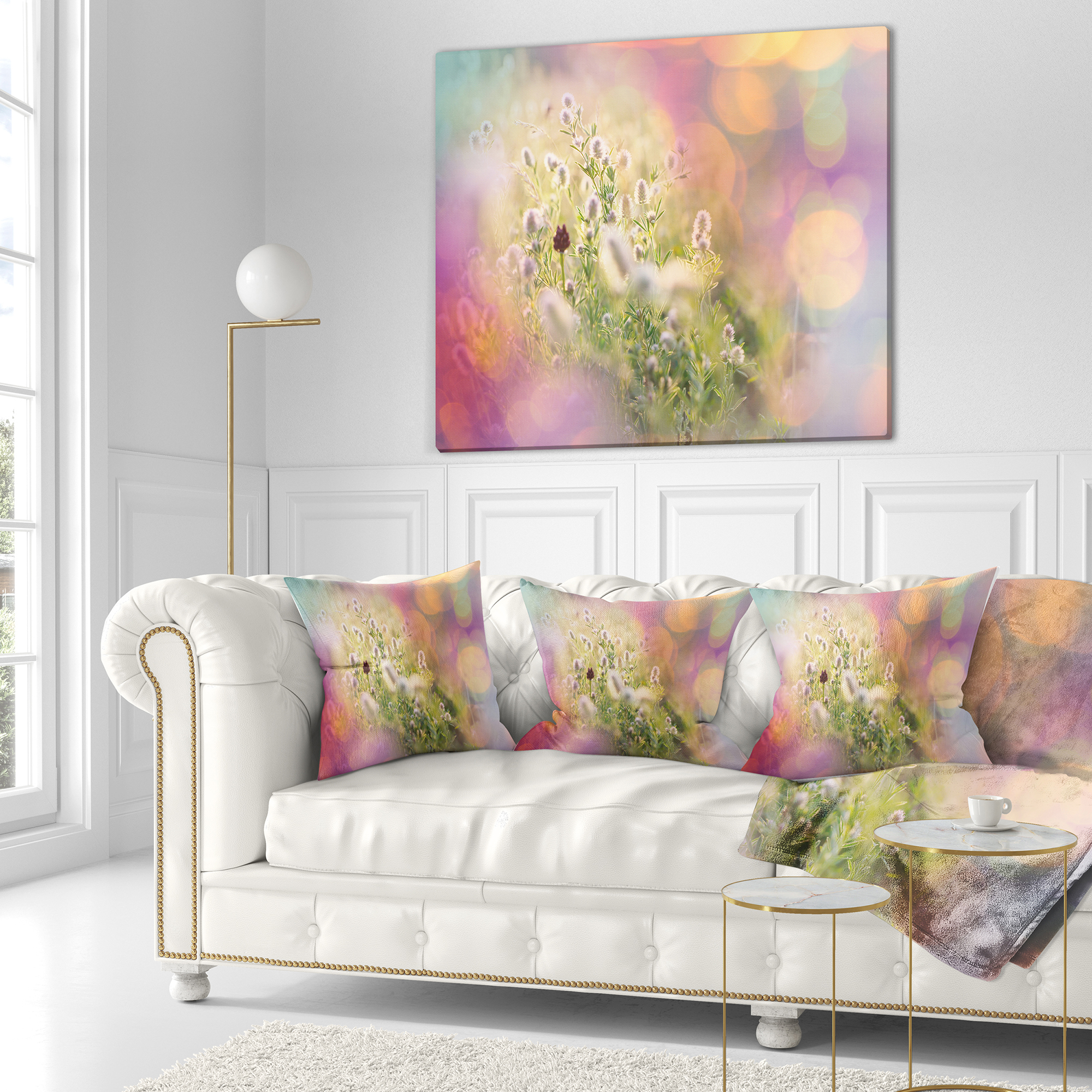 Designart Cute Little Summer Flowers - Flower Throw Pillow - 16x16