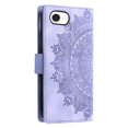 thumbnail image 3 of Flip Case for iPhone 16e , Totem Embossed Flowers Premium PU Leather Wallet Folio Cover with Card Holder Kickstand Compatible with iPhone 16e - Light Purple, 3 of 13
