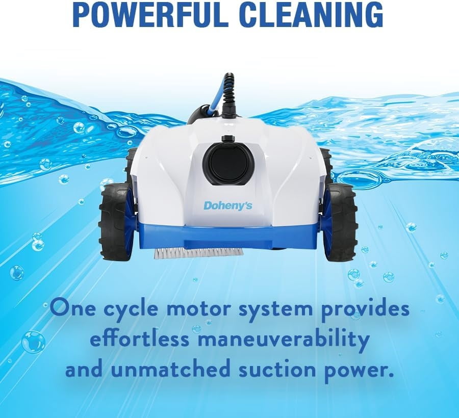 Doheny's ProDrive Above Ground Robotic Pool Cleaner | 1 Cycle Motor System | 80 GPM Filtration | On-Board Filter Basket | 43 ft Power Cable | 1 Year Warranty | for Above Ground Pools up to 33 ft Roun