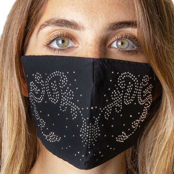 Jessica McClinktock 2 Piece Pack Face Mask Rhinestone/Solid
