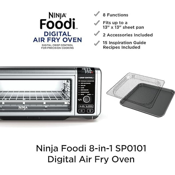 Open Box Ninja SP101 Foodi 8 in 1 Digital Air Fry Oven Large Toaster Oven Flip Away For Storage Dehydrate Keep Warm Walmart