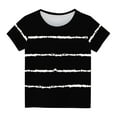 thumbnail image 2 of CHEEREAM Toddler Girl Casual Short Sleeve Shirts Round Neck Tunic Tops Kids Striped Print Tee Summer Blouses Size 3-14 Years, 2 of 5