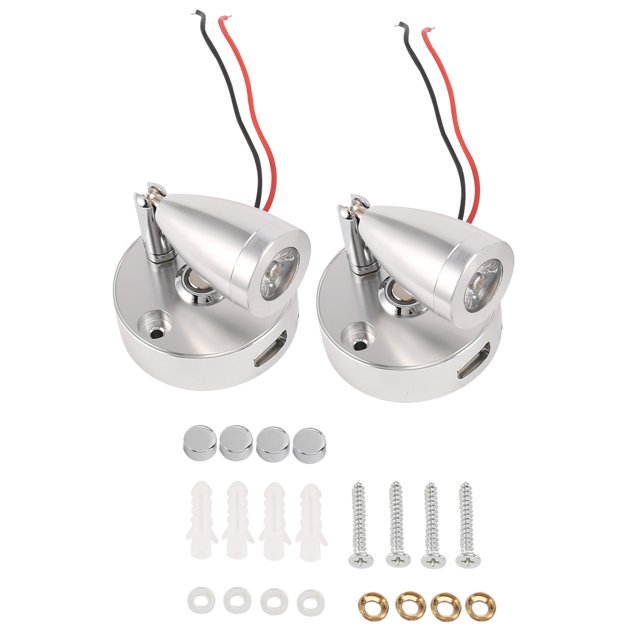 Lampes de Lecture LED pour VR, Interrupteur de Contact Intérieur 12V avec Interface USB pour Caravane, Bateau, Véhicule Récréatif, 2 x Lampes de Lecture LED, Argent