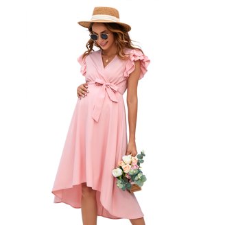 24seven Comfort Apparel Sleeveless Midi Maternity Fit and Flare Pocket Dress  - Walmart.com