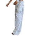 thumbnail image 4 of New Wide Leg Pants for Women Solid Color Drawstring Low Waist Loose Pants with Pockets Casual Women's Pants-As photo shows-L, 4 of 7