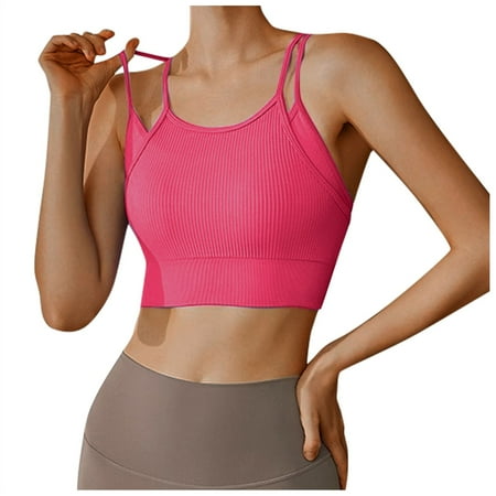 Fsqjgq Sports Bras for Women Underwear Sports Bra Running Bandeau 38DD Bras for Women Crisscross Back Sports Bra Padded Racerback Crop Sports Bras Workout Yoga Gym Tank Top Seamless Sports Bras Tank