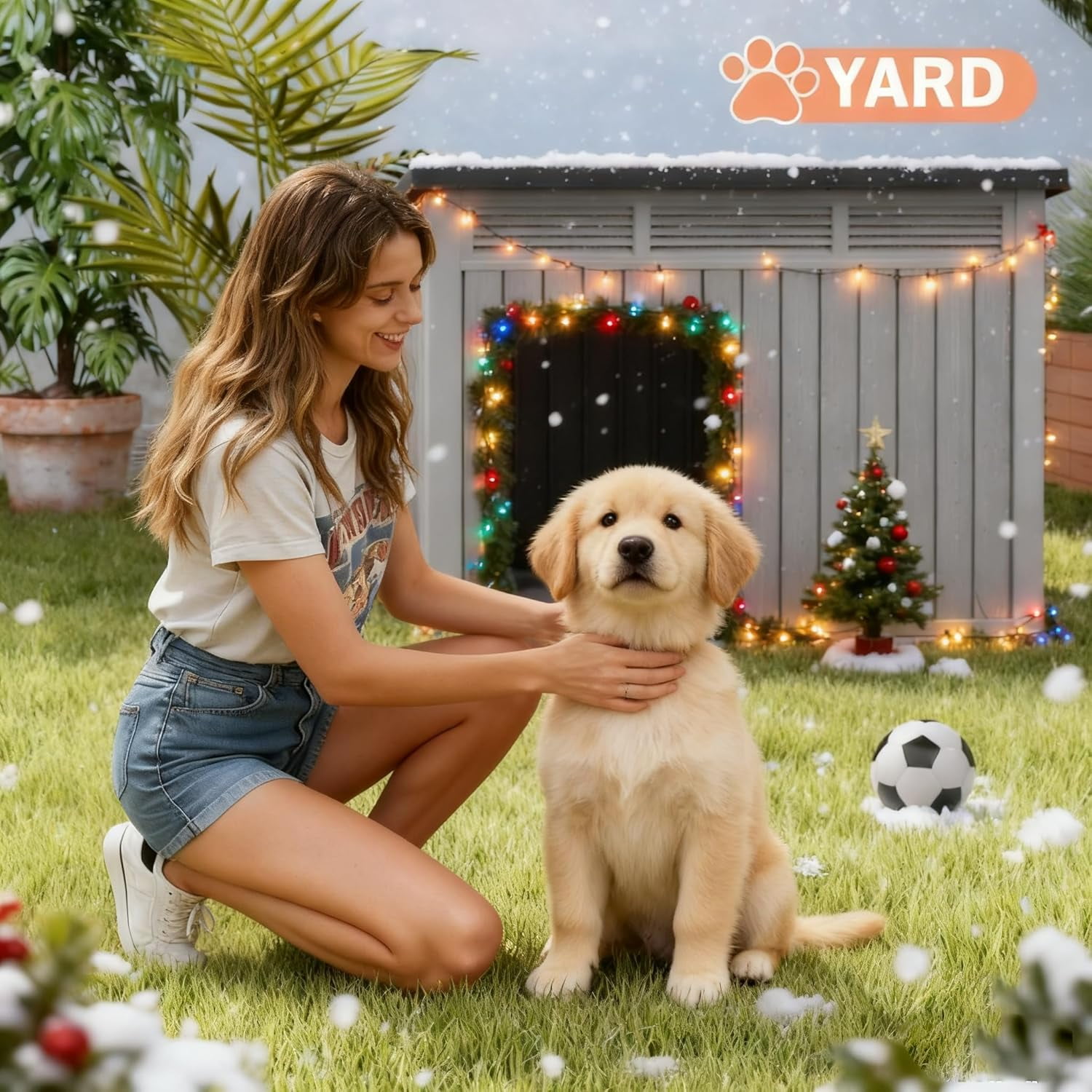 Dog House Outdoor Indoor for Medium Dog - Weatherproof & Removable Roof, Easy Assemble and Clean for Small to Medium Dogs(Grey, 32.1" L × 25.1" W × 24" H)
