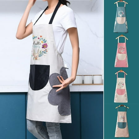 

Wiping Hands Apron with Pockets Women Kitchen Apron Oil Resistant & Waterproof Bib Apron for Kitchen Restaurant Cafe New Pink