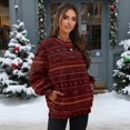 thumbnail image 2 of SCRAWLGOD American Tribal Horse Red Women Oversized Crewneck Sweatshirt Long Sleeve Pullover Tops Drop Shoulder Casual Trendy Workout Clothes with Pockets, L, 2 of 7