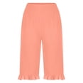 thumbnail image 4 of Audhol Womens Shorts Casual! Womens Casual Loose Elastic Waist Cotton Trouser Cropped Wide Leg Pants Summer Shorts Women Rose Gold M, 4 of 5