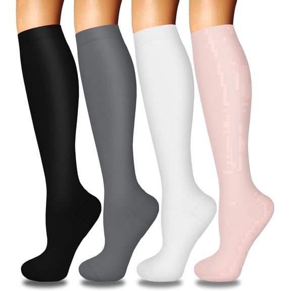 UZMOG 4Pairs Compression Socks for Women & Men for Cycling Athletic Hiking Running