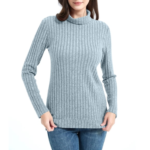gbyLJF Womens Turtleneck Pullover Long Sleeve Ribbed Knit Sweater Fall Winter Tops with Side Slit Hem