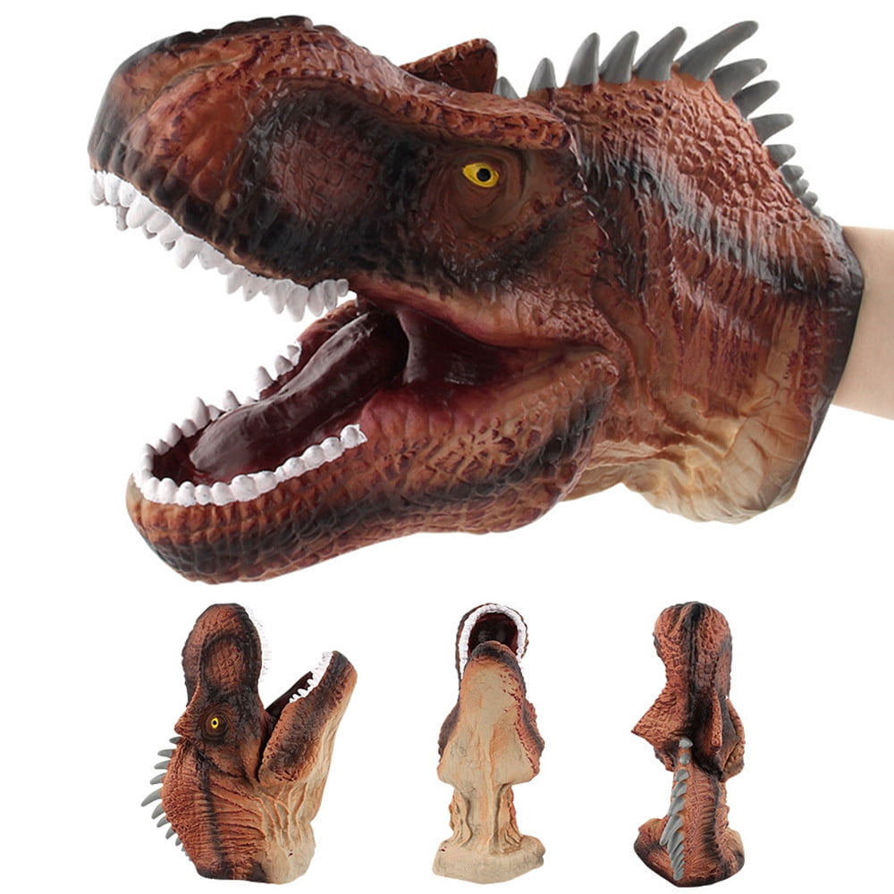 DINOSAUR HAND PUPPET FUN MOVING MOUTH KIDS PLAY TOY XMAS GIFT GLOVE ROLE NEW