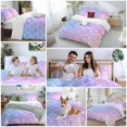 thumbnail image 5 of 3 Piece Purple Pink Scale Duvet Cover Set California King, Microfiber Comforter/Quilt Cover with Corner Ties and 2 Pillowcases, Gradient Overlay Geometric All Season Soft Bedding with Zipper Closure, 5 of 8