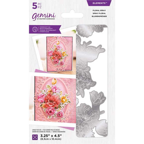 Crafters Companion Gemini Decoupage Elements Metal Cutting Die-Floral Spray, us:one size, Silver