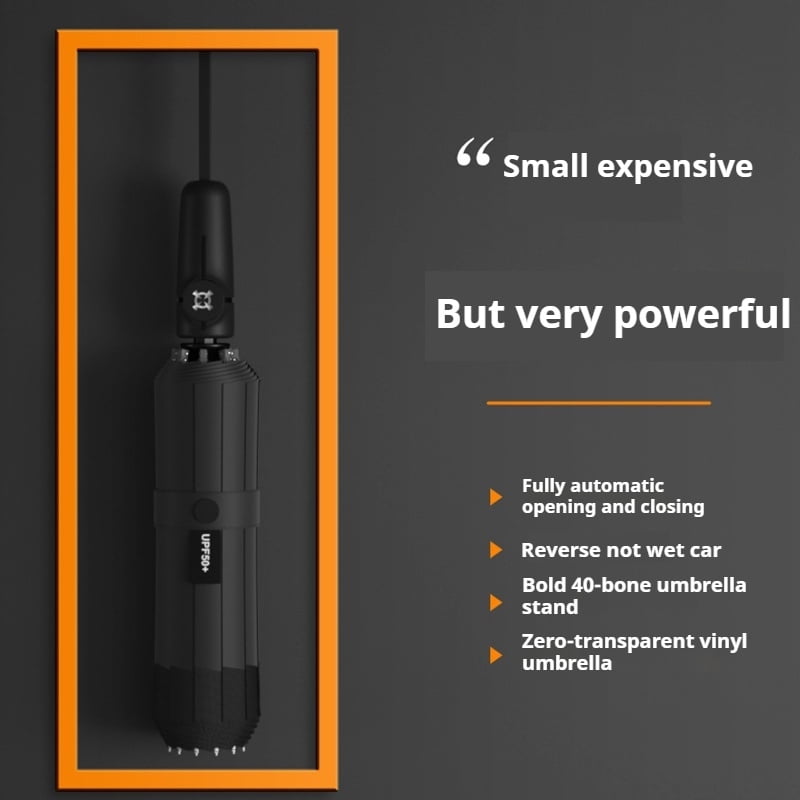 1pc 10-Bone Aluminum Folding Umbrella, Portable and Durable, Automatic Open, Casual Style, Polyester Canopy, Plastic Handle, Compact Design for Outdoor Activities