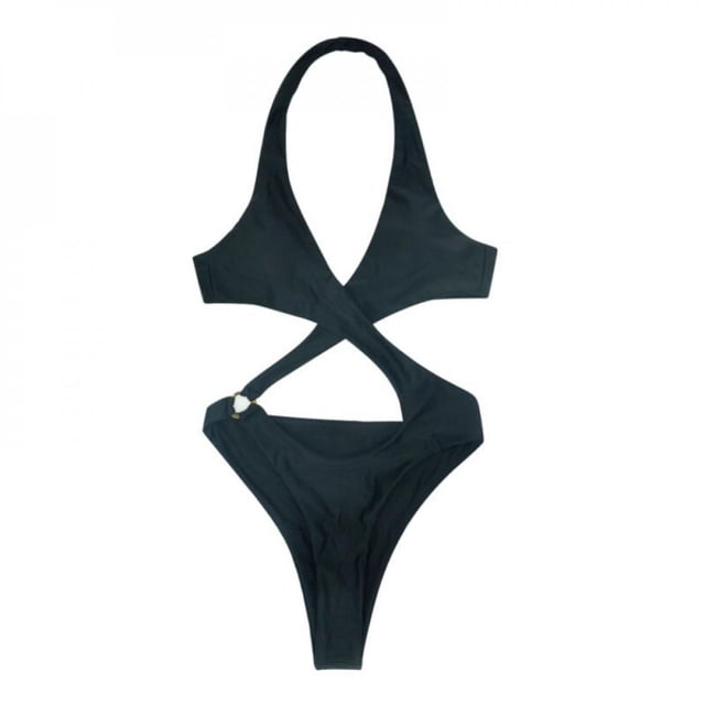 Maillot de Bain une Pièce pour Femmes, Couleur Unie, Été, Plage, Blanc m