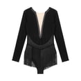 thumbnail image 5 of iEFiEL Womens Glitter Rhinestone Figure Skating Costume Long Sleeve Open Back Tassels Leotard for Gymnastics Lyrical Dance Black XXL, 5 of 7