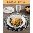 thumbnail image 3 of 13 Inch Round Placemats Set of 4, Black White Snowflake Christmas Non Slip Heat Insulation PP Table Mats, Winter Xmas Snowflakes Washable Place Mats for Kitchen Dining Party Table Decor, 3 of 7