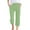 Light Green, variant on LEKDFST Dressy Capri Pants For Women Solid Color Elastic High Waist Drawstring Linen Capris Womens Lightweight Crop Pants Army Green L