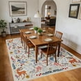 thumbnail image 3 of Washable Area Rug, Non-Slip Low Pile Stain Resistance Rug with Peacock and Deer, Animal Carpet for Living Room, Bedroom, Dining Room, 3 of 8