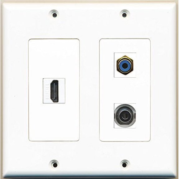 RiteAV - 1 Port HDMI 1 Port RCA Blue 1 Port 3.5mm - 2 Gang Wall Plate
