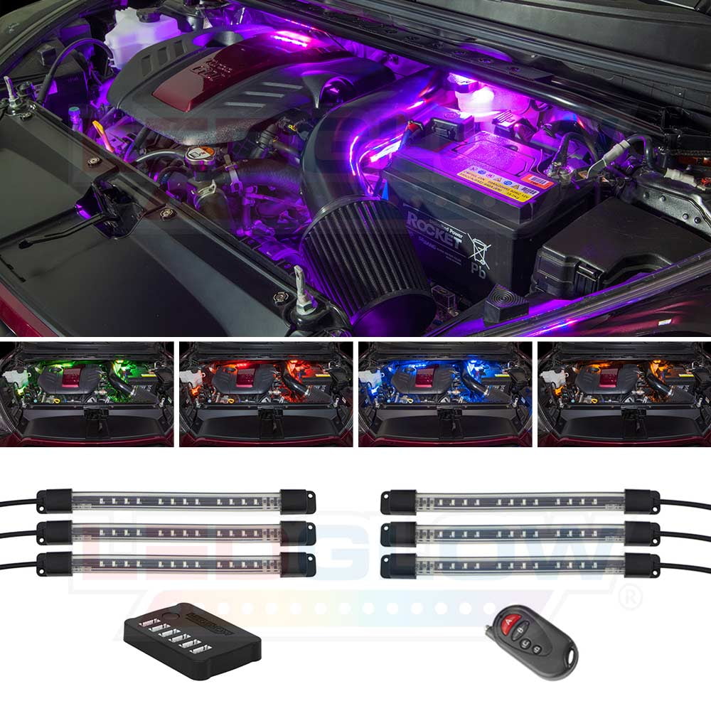 LEDGlow 6pc Flexible LED Million Color Engine Bay Lighting Kit
