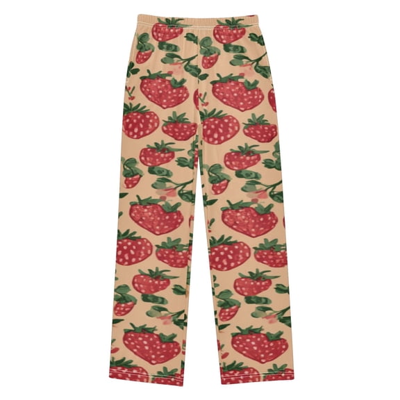 Wobogo Strawberry Pattern Long Pajama Pants Bottoms Soft Sleepwear with Pockets