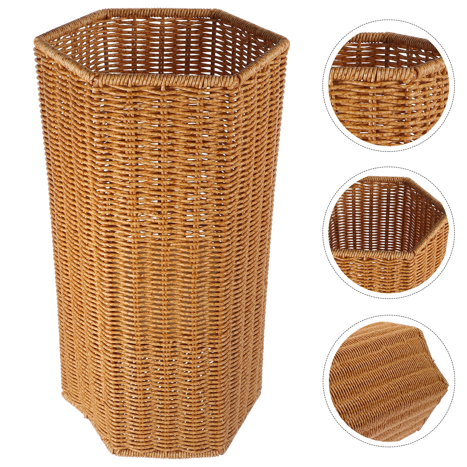 Monyance umbrella holder indoor Woven Rattan Umbrella Stand Holder for Entryway and Laundry(15.55X8.27X7.48Inches)