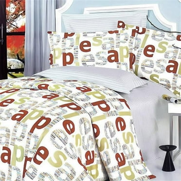 MF01018-FULL Apple Letter 4 Piece Full Duvet Cover Set