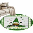 thumbnail image 2 of Area Rug 48in, Dwarf Irish St. Patrick's Day Green Shamrock Floor Carpet Living Room Rug, Gold Coin Vintage Wood Grain Non-Slip Welcome Mat Indoor Rugs for Bedroom Dining Room, 2 of 9