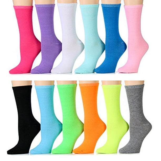 Wholesale Socks Deals WSD Womens Value Pack Printed Crew Socks Many Colors, Soft Touch Fun