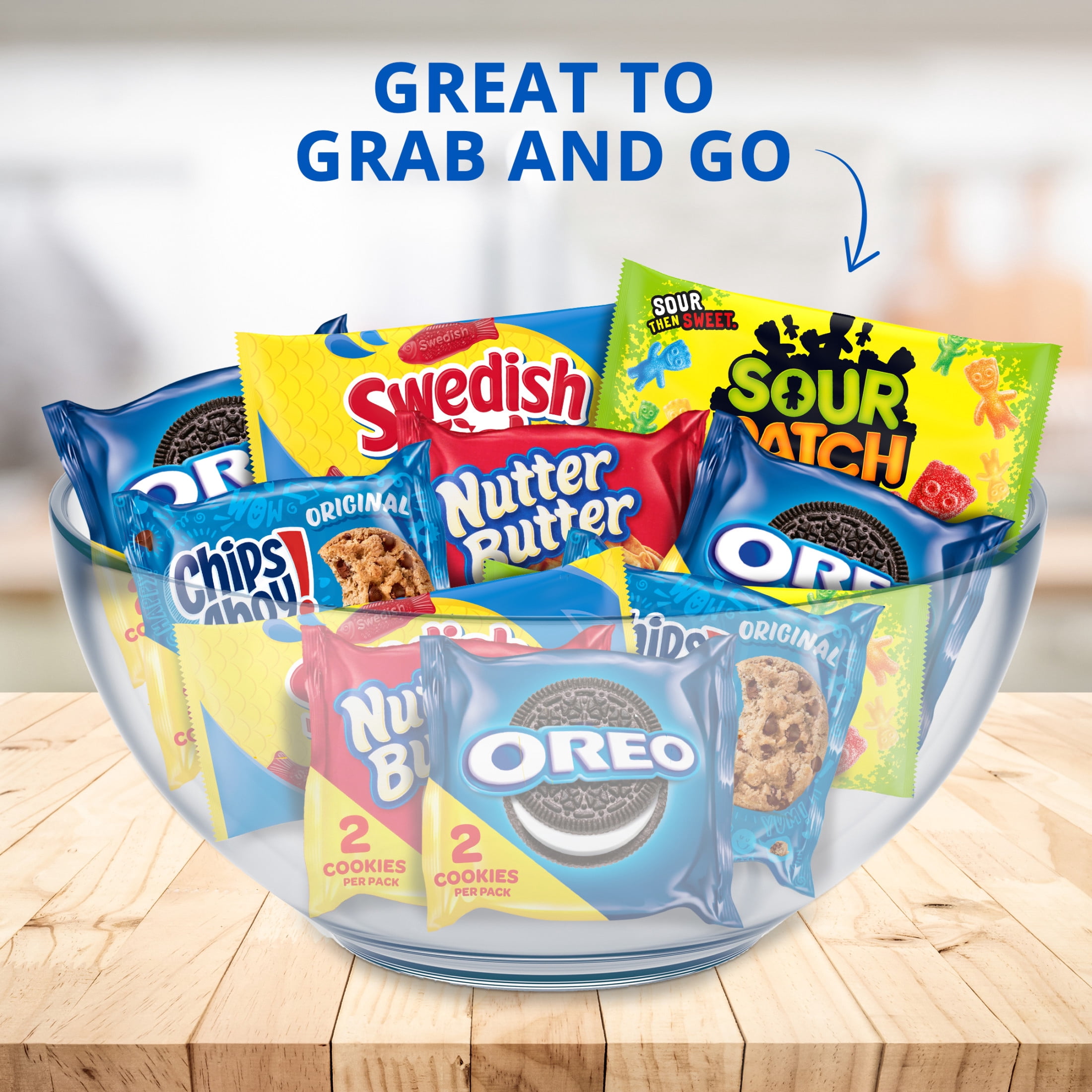 OREO, CHIPS AHOY!, Nutter Butter, SOUR PATCH KIDS & SWEDISH FISH Variety Pack, 40 Snack Packs